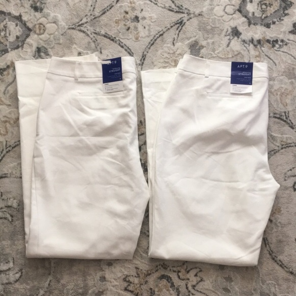 Apt.9 Torie Straight Leg Mid Rise Pants in Ivory Tusk Womens Sizes 16 - Picture 2 of 6